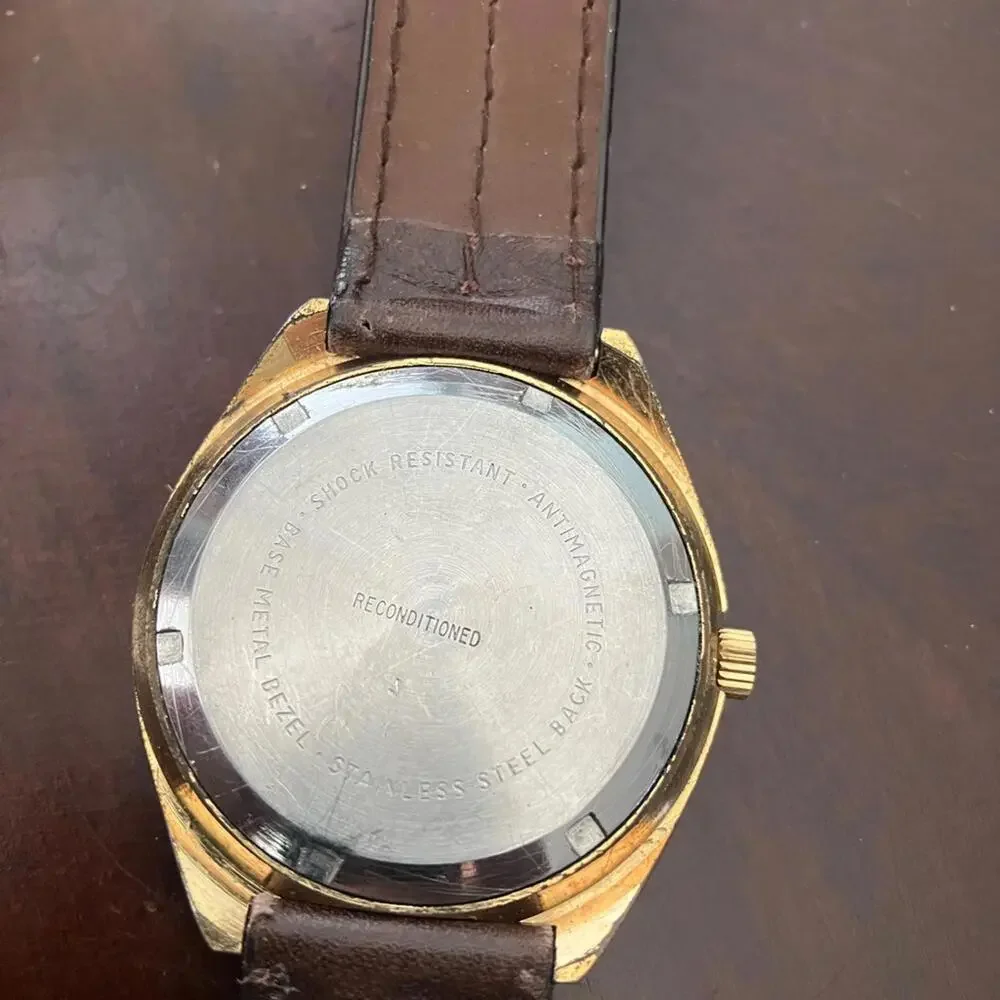 Westclox Gold and Brown Men's Watch 36mm Rare